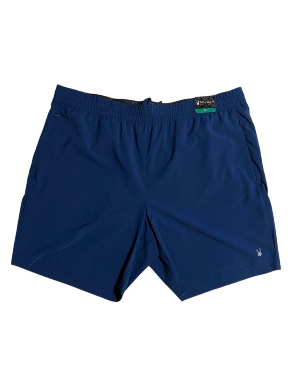 Spyder Mens Active Shorts XL Blue 7in Inseam Zip Pockets Stretch Performance NWT